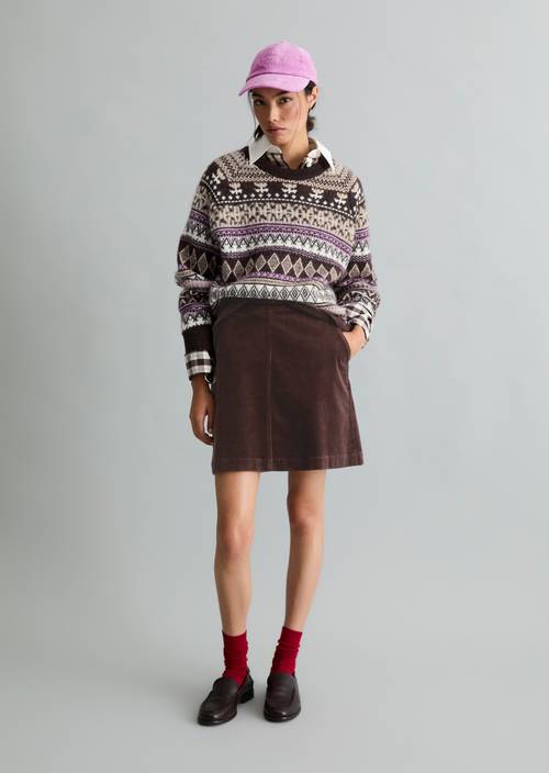 Pull en maille court Medium Brown in Frontalansicht