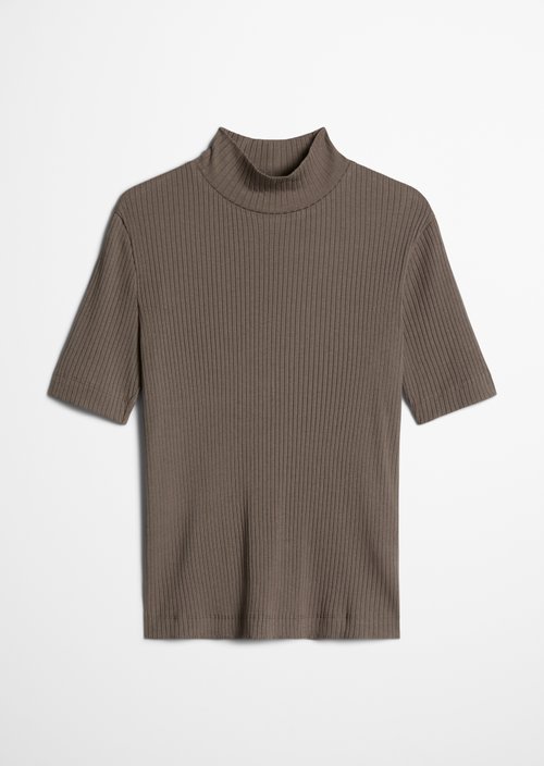 Ribbed jersey T-shirt slim — Stone Taupe