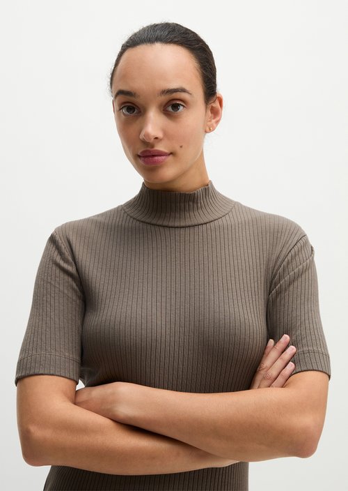 Ribbed jersey T-shirt slim — Stone Taupe