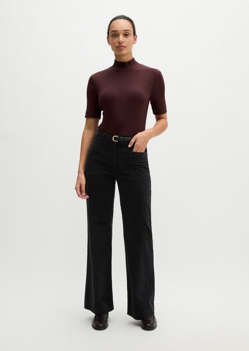 Ribbed jersey T-shirt slim — Black Cherry