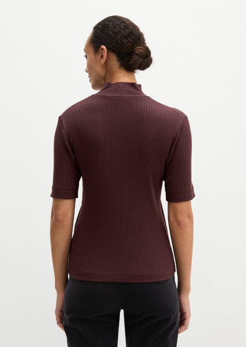 Ribbed jersey T-shirt slim — Black Cherry