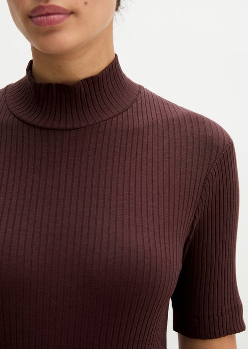 Ribbed jersey T-shirt slim — Black Cherry
