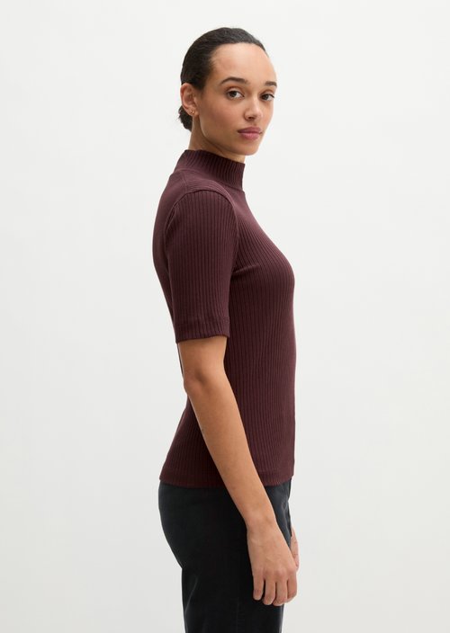 Ribbed jersey T-shirt slim — Black Cherry