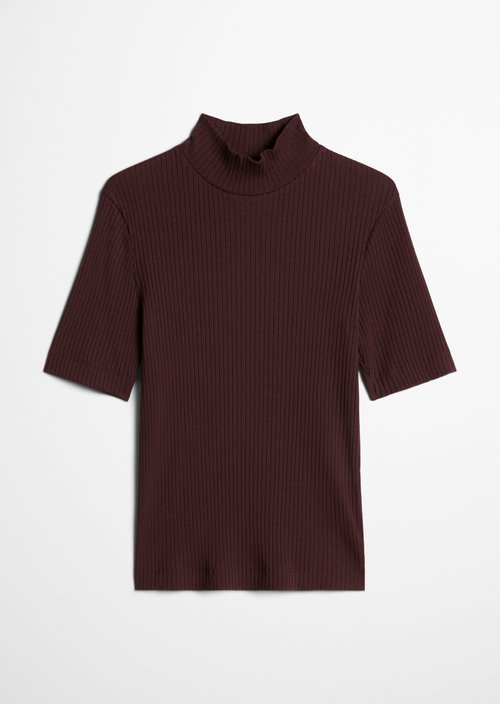 Ribbed jersey T-shirt slim — Black Cherry