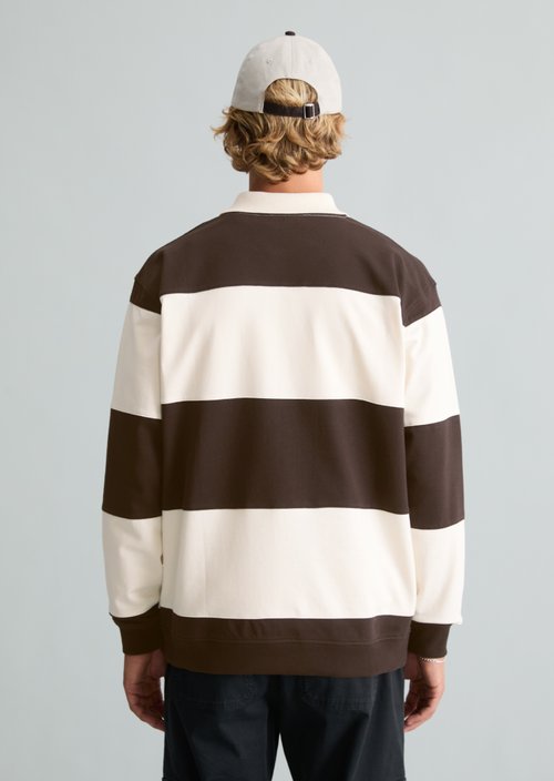 Relaxed-Fit Polo Sweatshirt — Dark Brown