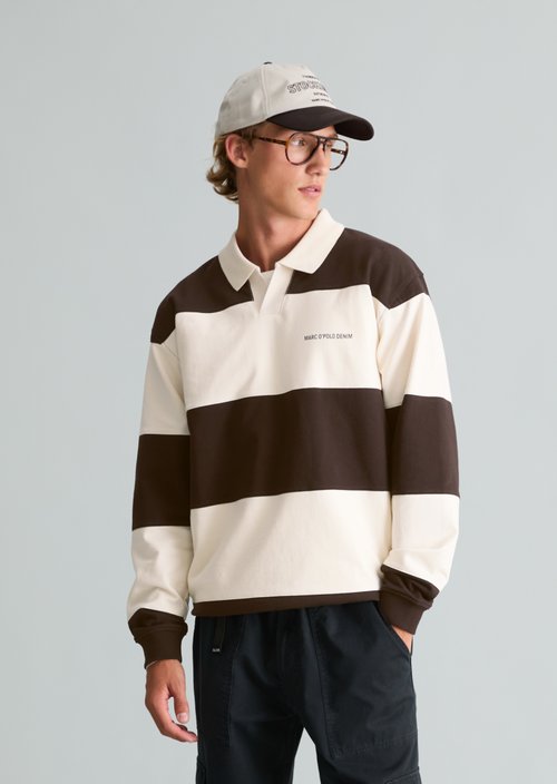 Relaxed-Fit Polo Sweatshirt — Dark Brown