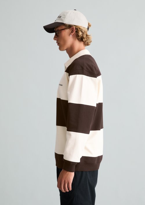 Relaxed-Fit Polo Sweatshirt — Dark Brown