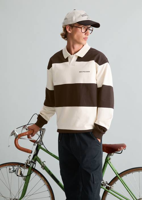 Polo-Sweatshirt relaxed Dark Brown in Frontalansicht