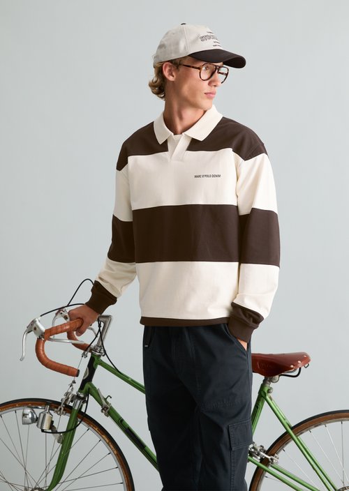 Relaxed-Fit Polo Sweatshirt — Dark Brown