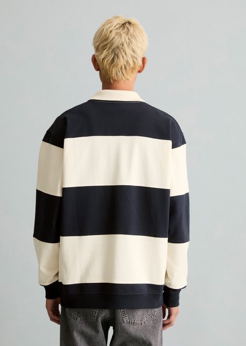 Relaxed-Fit Polo Sweatshirt — Dark Blue
