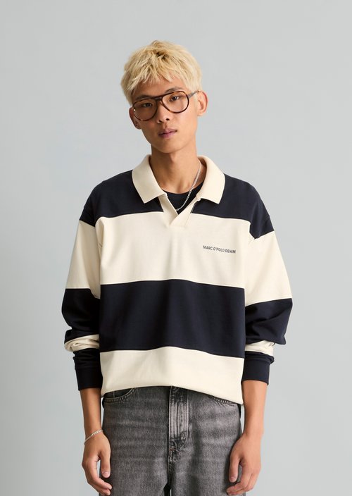 Relaxed-Fit Polo Sweatshirt — Dark Blue