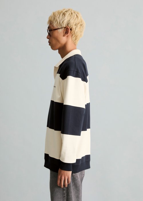 Relaxed-Fit Polo Sweatshirt — Dark Blue