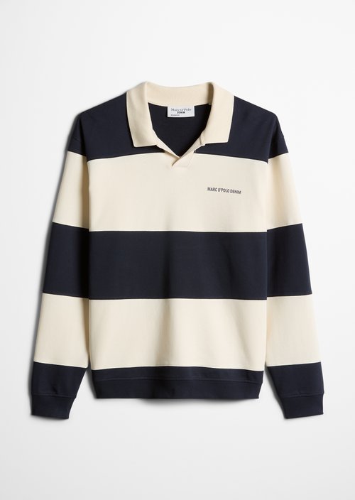 Relaxed-Fit Polo Sweatshirt — Dark Blue