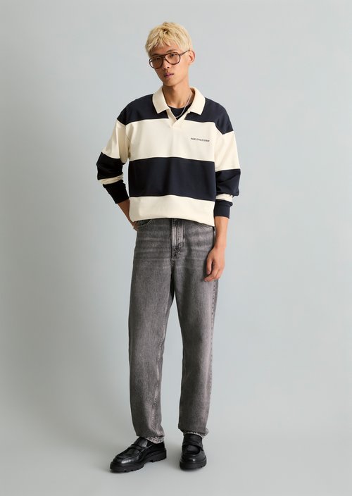 Relaxed-Fit Polo Sweatshirt — Dark Blue