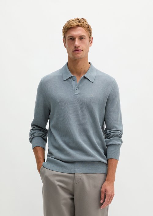 Regular-fit knit polo shirt — Black Pepper