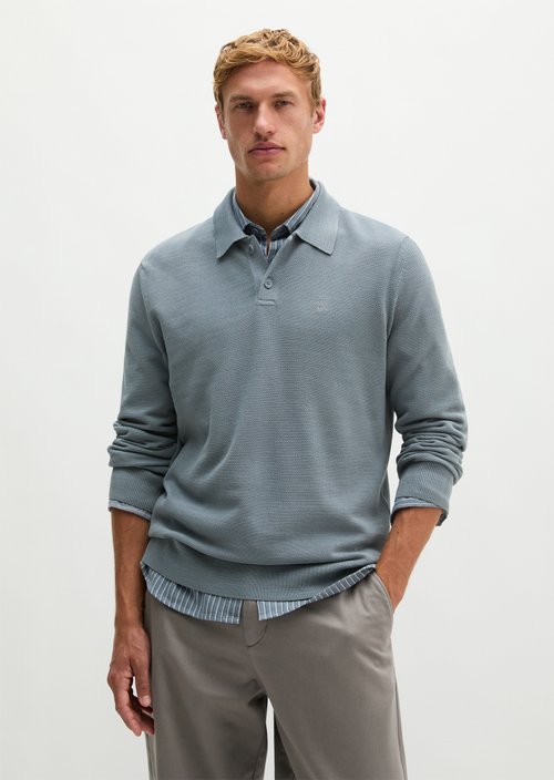 Regular-fit knit polo shirt — Black Pepper