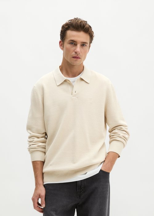 Regular-fit knit polo shirt — Grey Silk