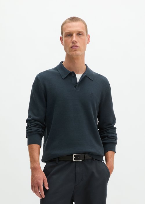 Regular-fit knit polo shirt — Peppercorn Grey