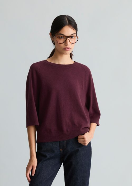 Oversized knit sweater — Dark Red Melange