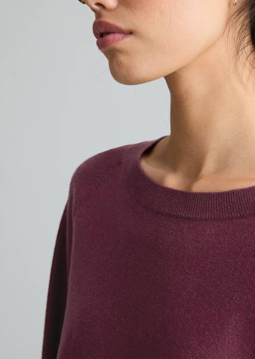 Strickpullover oversize Dark Red Melange in Detailansicht