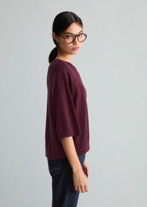 Oversized knit sweater — Dark Red Melange