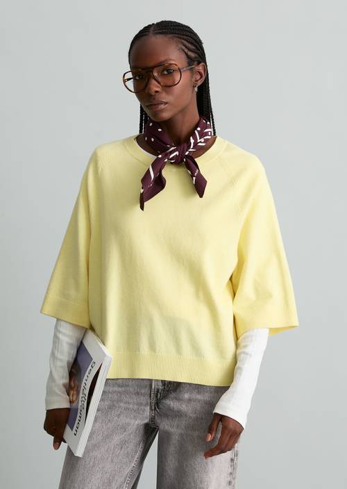 Pull en maille oversize Medium Yellow Melange en vue de face