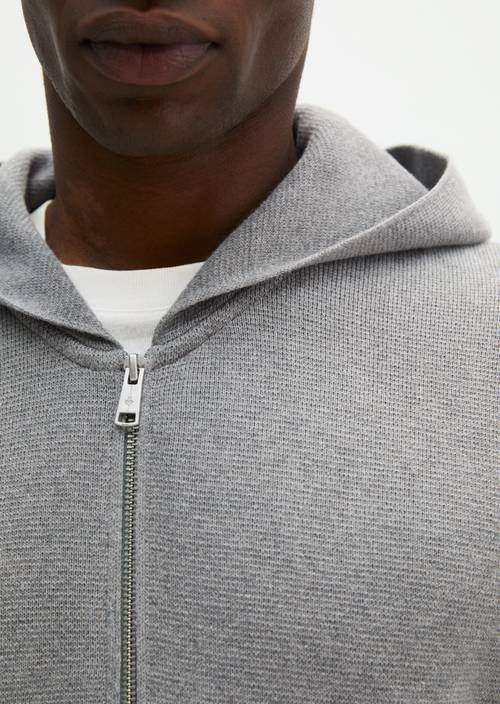 Hooded cardigan regular Cloudy Grey Melange in detail view