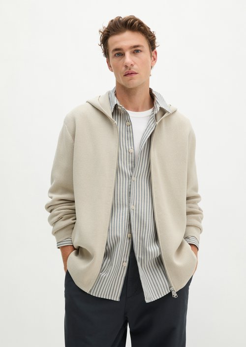 Hooded cardigan regular — Grey Silk