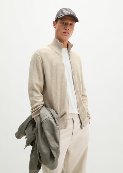 Regular-Fit Cardigan — Grey Silk