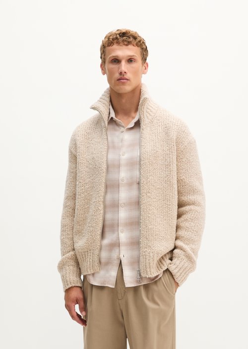 Oversized Bouclé Cardigan — Medium Beige Melange
