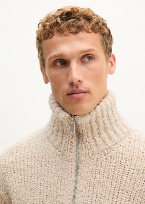 Oversized Bouclé Cardigan — Medium Beige Melange