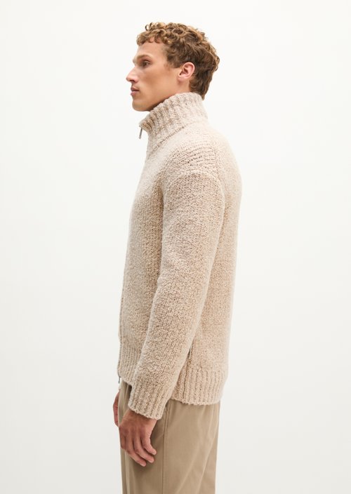 Oversized Bouclé Cardigan — Medium Beige Melange