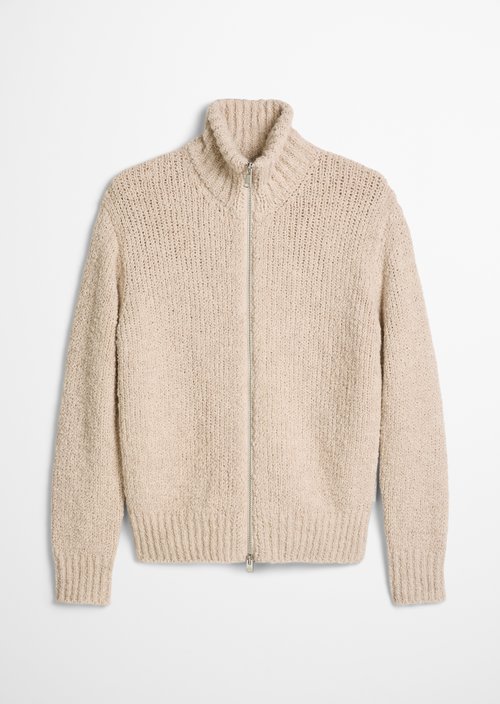Oversized Bouclé Cardigan — Medium Beige Melange