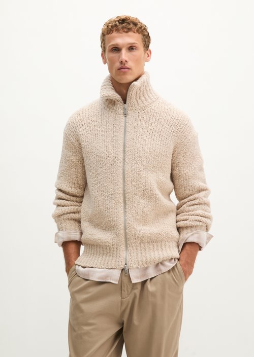 Oversized Bouclé Cardigan — Medium Beige Melange