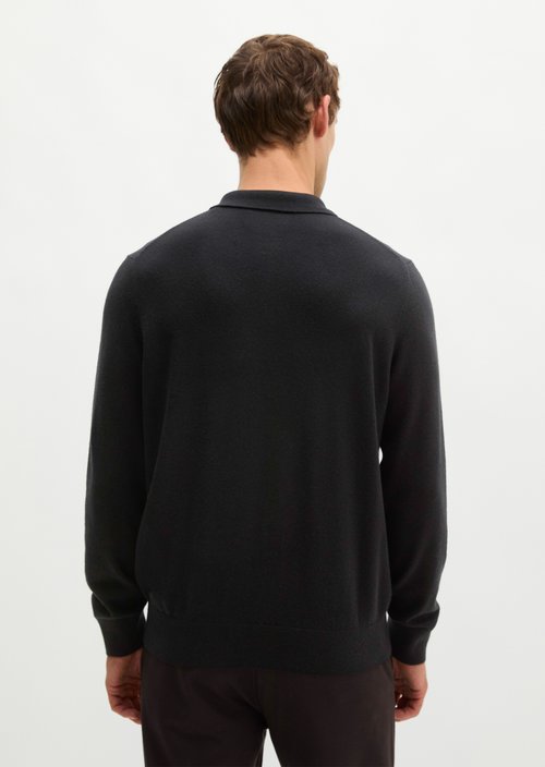 Regular-Fit Knit Polo Shirt — Black