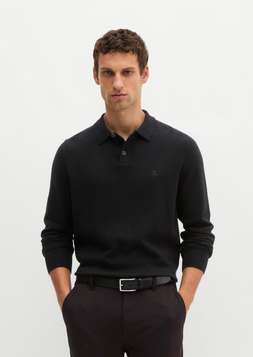 Regular-Fit Knit Polo Shirt — Black