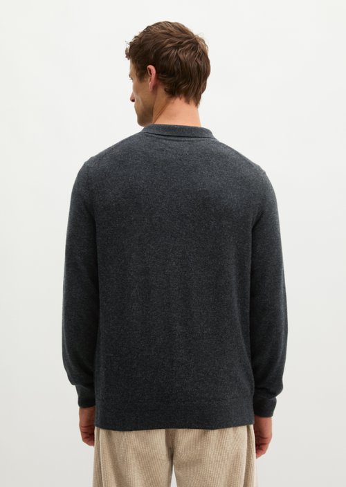 Regular-Fit Knit Polo Shirt — Dark Grey Melange