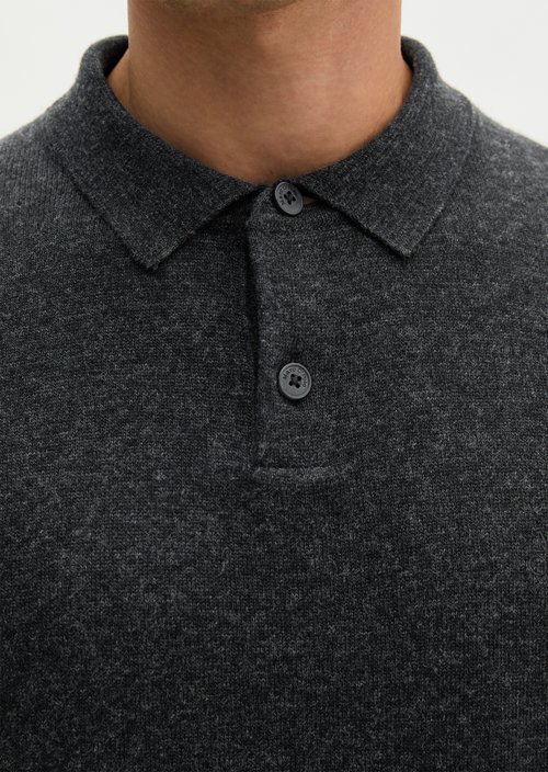 Regular-Fit Knit Polo Shirt — Dark Grey Melange