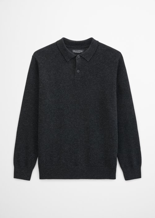 Regular-Fit Knit Polo Shirt — Dark Grey Melange