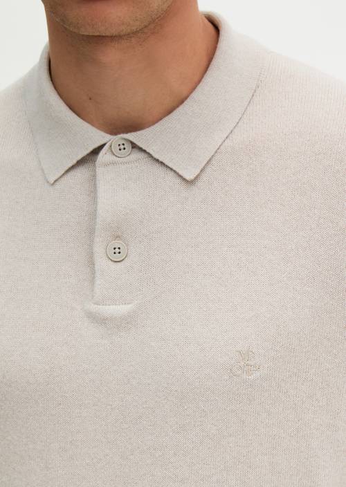 Strick-Poloshirt regular Linen Beige in Detailansicht