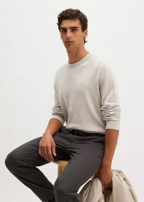 Regular-Fit Knit Polo Shirt — Linen Beige