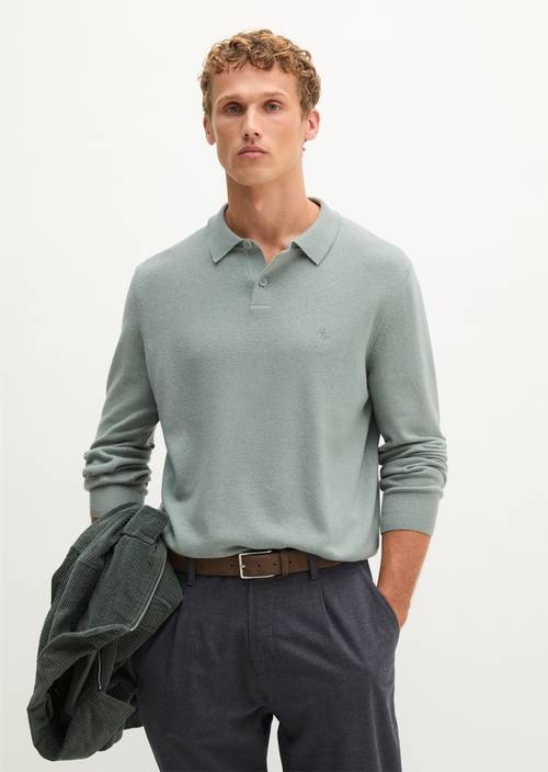 Gebreid poloshirt, regular pasvorm Faded Mint in vooraanzicht
