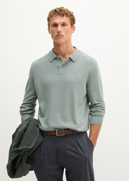 Regular-Fit Knit Polo Shirt — Faded Mint