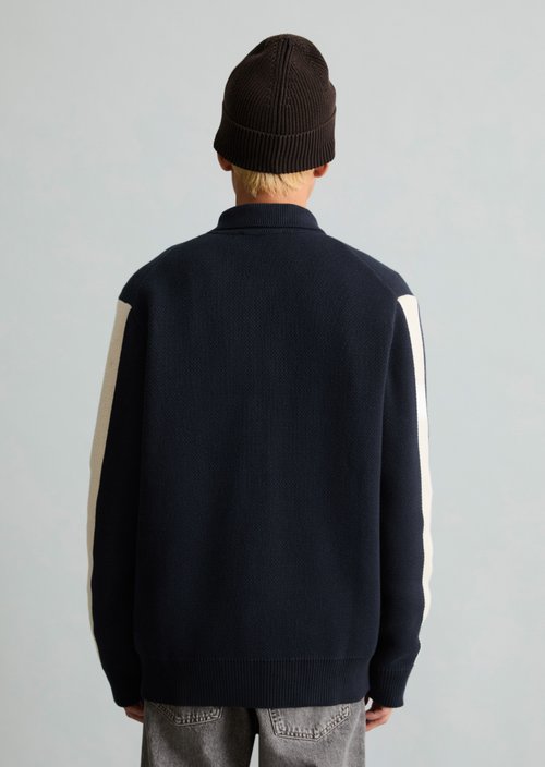Relaxed-fit cardigan — Dark Navy (alternate view)