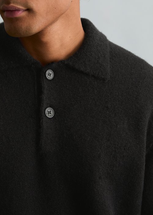 Regular-fit polo-style sweater — Black