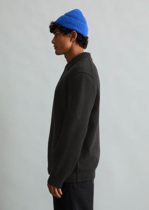 Regular-fit polo-style sweater — Black