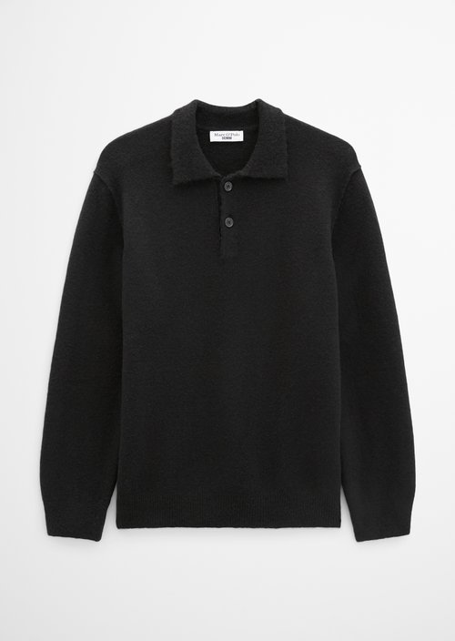 Regular-fit polo-style sweater — Black