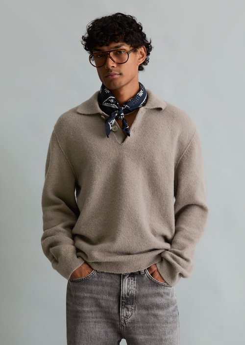 Regular-fit polo-style sweater — Dolphin
