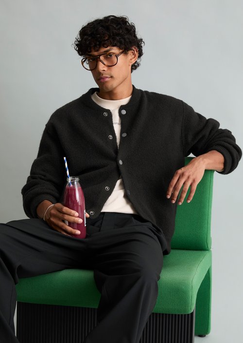 Relaxed-fit cardigan — Black