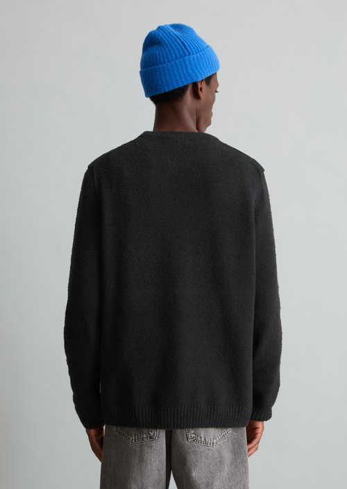 Regular-Fit Bouclé Sweater — Black
